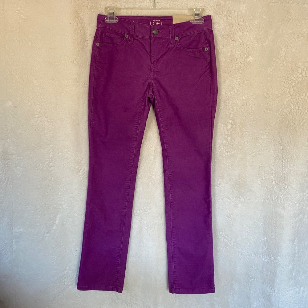 LOFT modern straight corduroy pants, magenta pink, size 24 petite - Picture 2 of 16